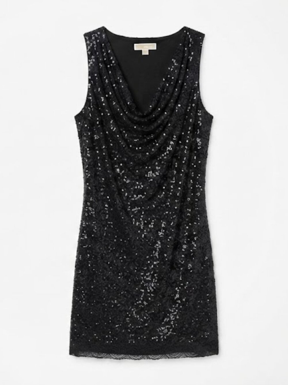 Michael Kors Black Sequin Cowl Neck Mini Dress